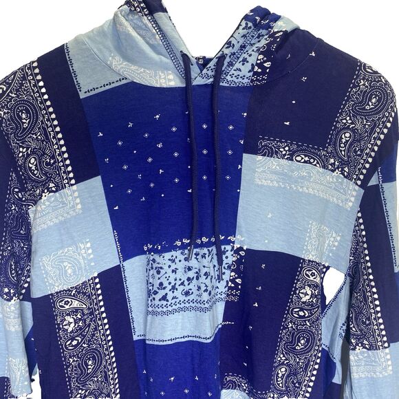 UNZIPPED Paisley Patchwork Pullover Long Sleeve Lightweight Cotton Womens M Blue - Picture 2 of 9